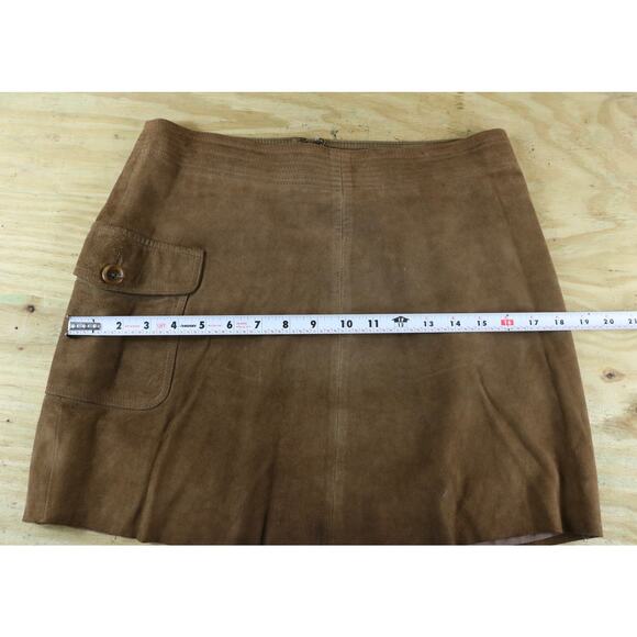 J.crew Collection Mini Skirt Womens Size 10 Suede Brown Lined Vintage Zip Italy - Picture 8 of 9